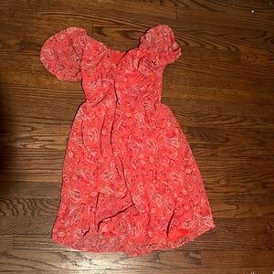 Coral pink fit and flare dress